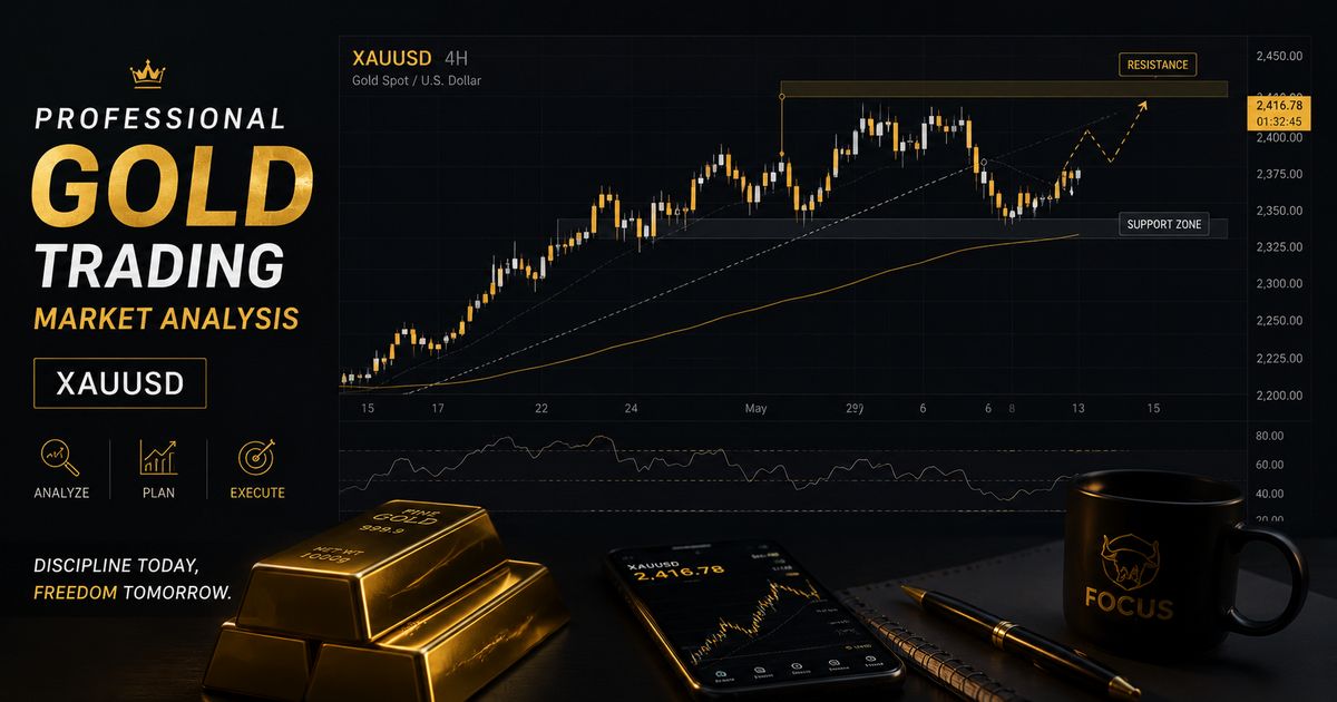 Professional gold bars trading charts market analysis dashboard with XAUUSD technical indicators